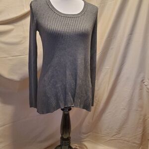 Style & Co. Grey Ribbed Swoop Neck Sweater SZ S